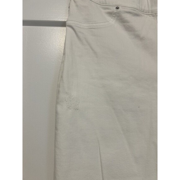 SPANX Size Large White Skinny Distressed Pull-on Jeans Shapewear Tummy Control - Picture 5 of 9